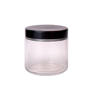 cosmetic facial cream glass  jar 160ml 5oz and black plastic cap